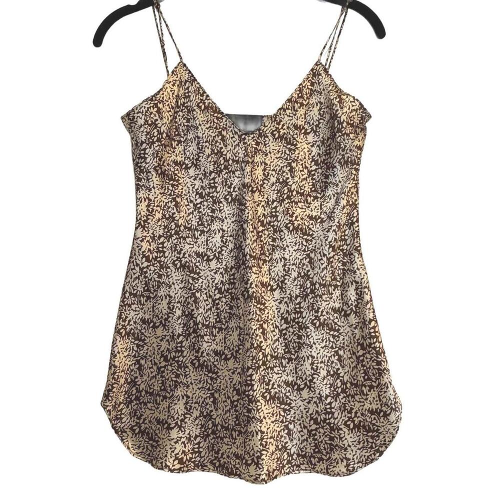 Nili Lotan Print Isabellaβ Silk Charmeuse Cami Tank Top Brown Cream Size XS